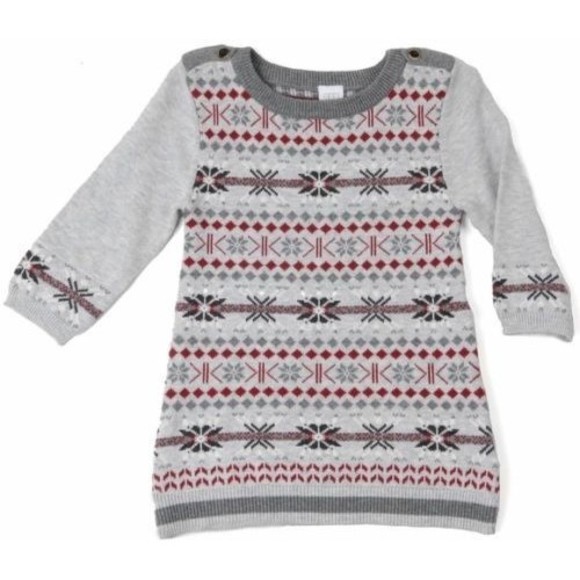EGG Susan Lazar Boutique Baby Size 6-12 Mo NEW Sweater Dress Gray Fair Isle $75 - Picture 1 of 2